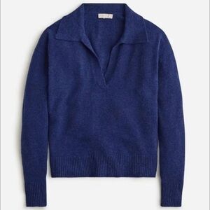 J. Crew Collared V-neck Sweater Supersoft Yarn in Navy Blue Wool Alpaca